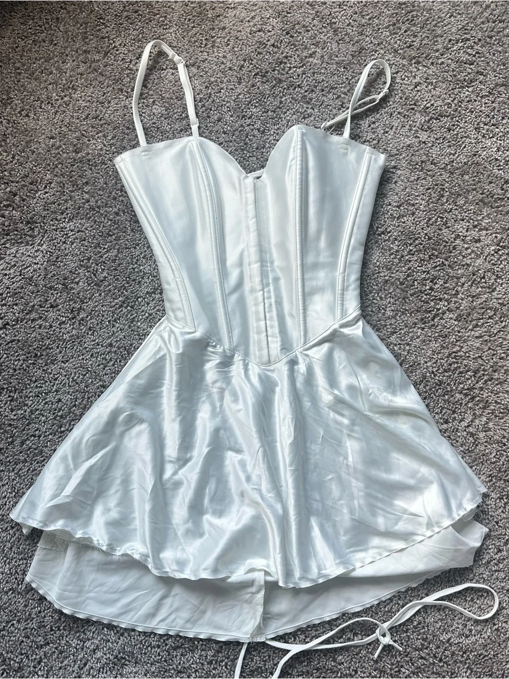 SKIMS White Satin Corset Mini Dress - Picture 2 of 6